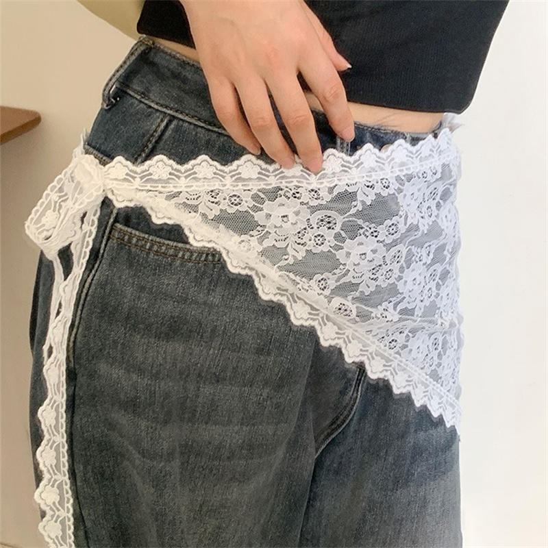 Lace Ribbon Trim - Jupe courte en dentelle triangulaire, demi-jupe,
