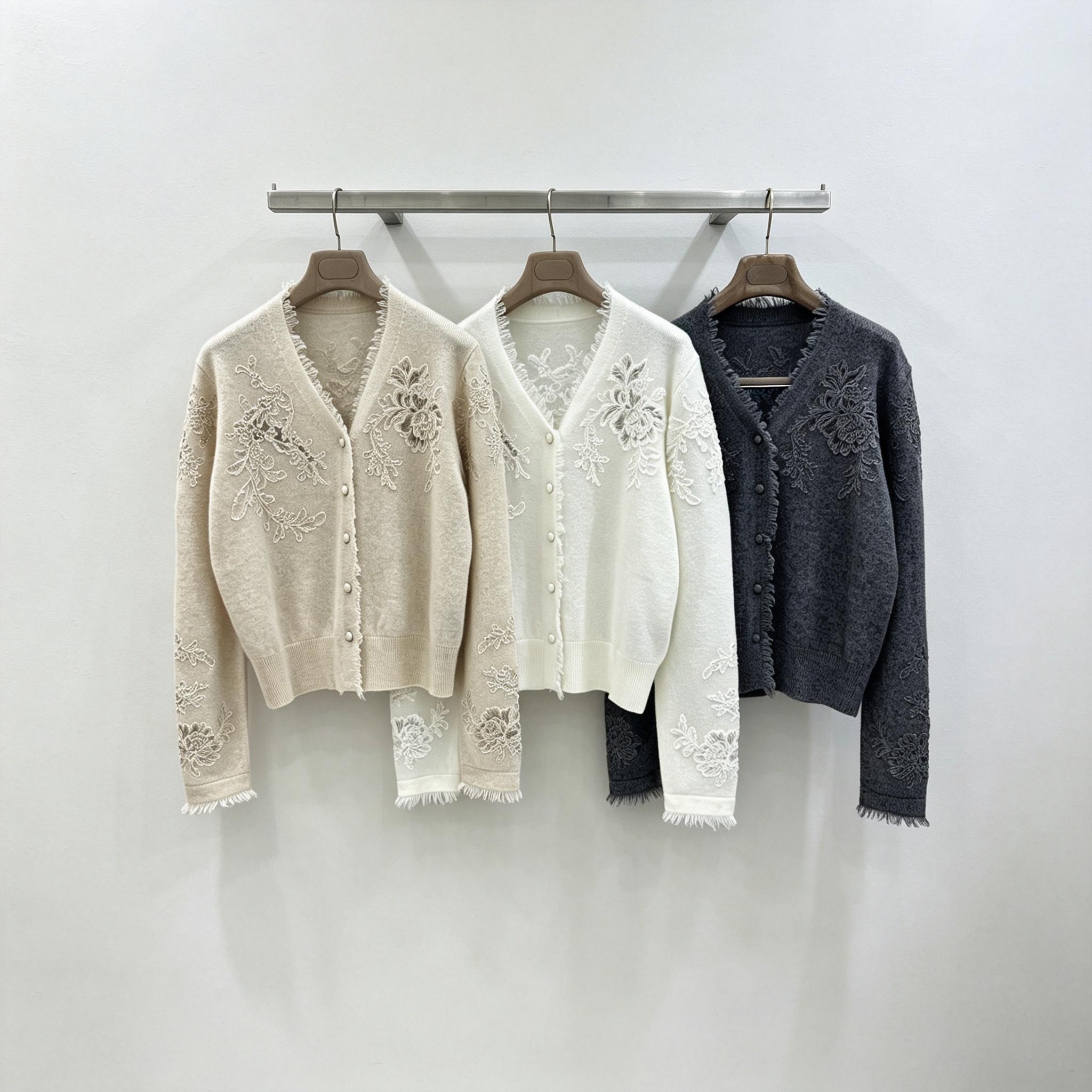 Tassel Fringe Trim - Cardigan en tricot à col en