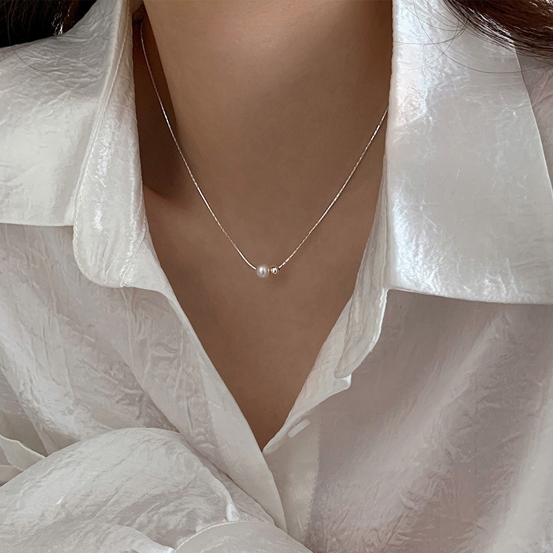 Pearl Trim Chain - Collier de perles en argent Sterling