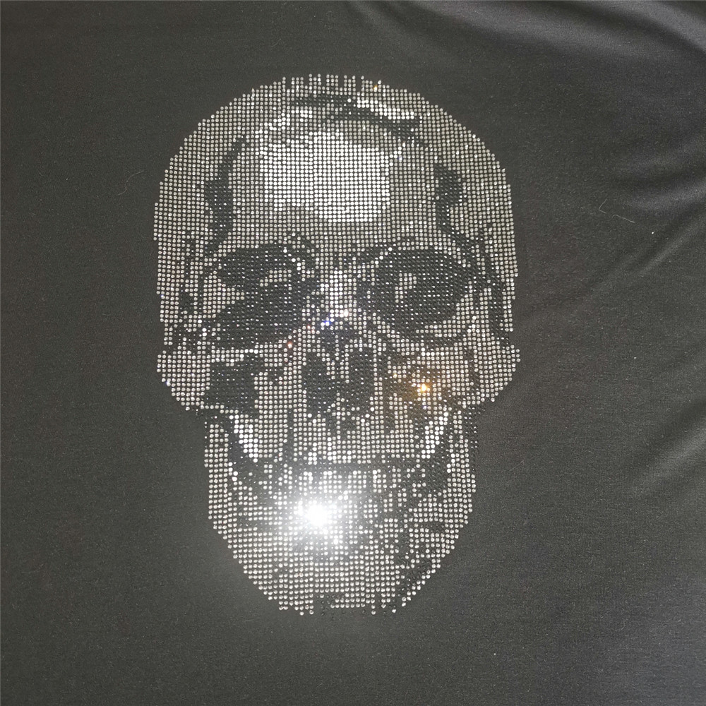 Hotfix Rhinestone Sheet - Patch tête de mort pour vêtements,